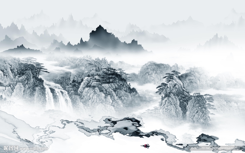 中国风电视背景山水 tif分层