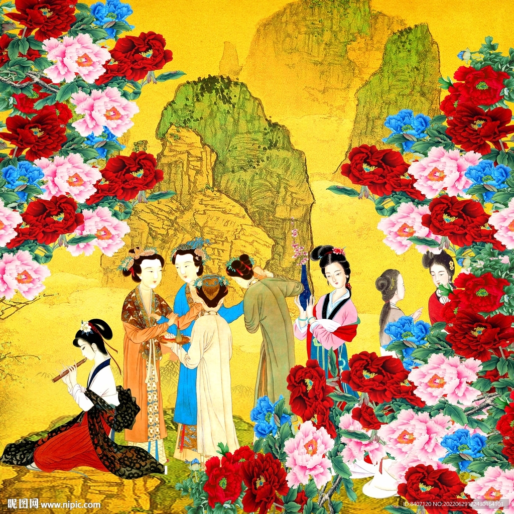牡丹仕女图