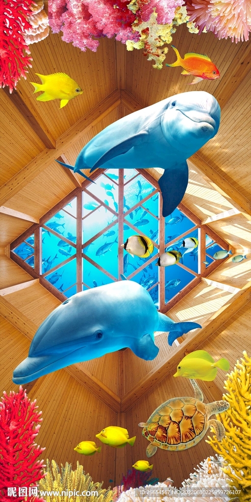 3d玄关海底世界壁画