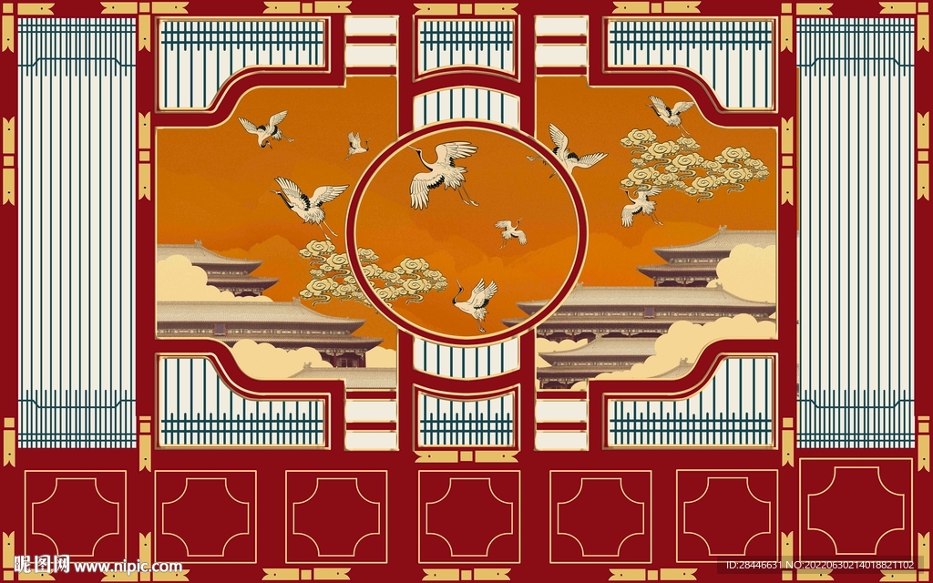 新中式古典背景墙