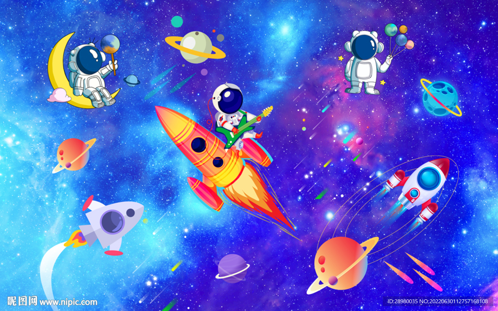 卡通宇宙宇航员