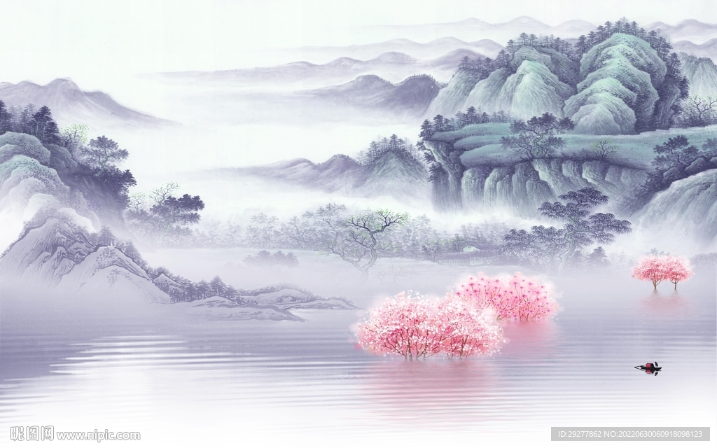 最新 简约现代山水 Tif分层