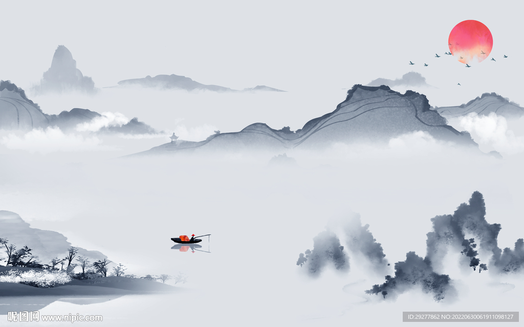 意境简约现代山水 Tif分层