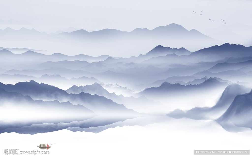 水墨 简约现代山水 Tif分层