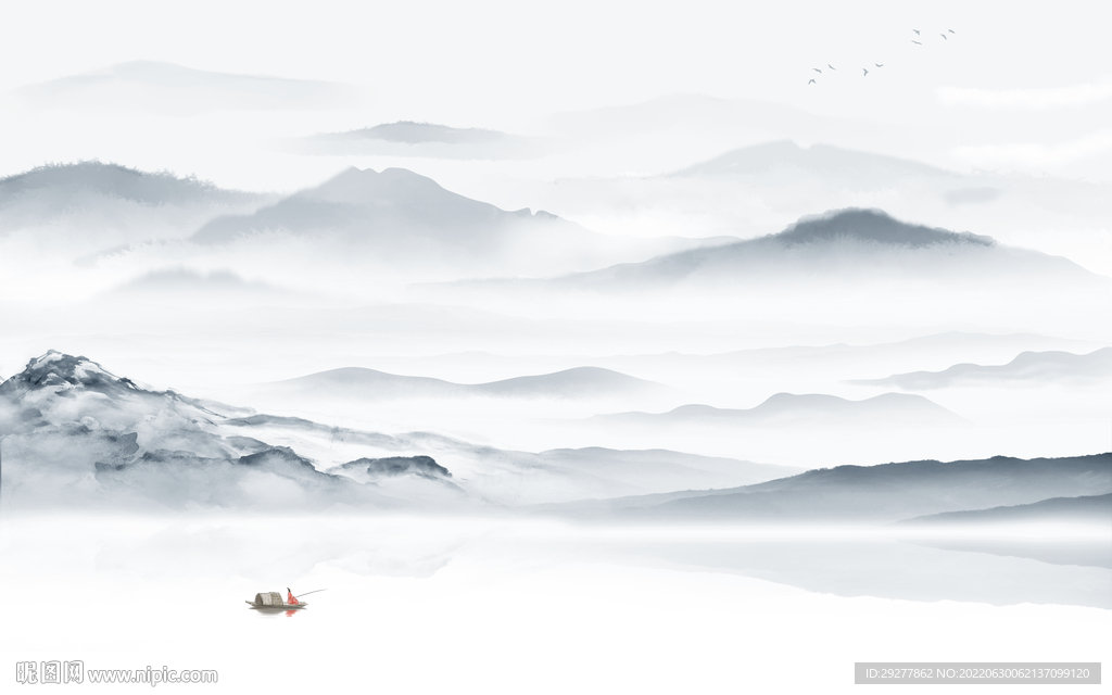 中式简约现代山水 Tif分层