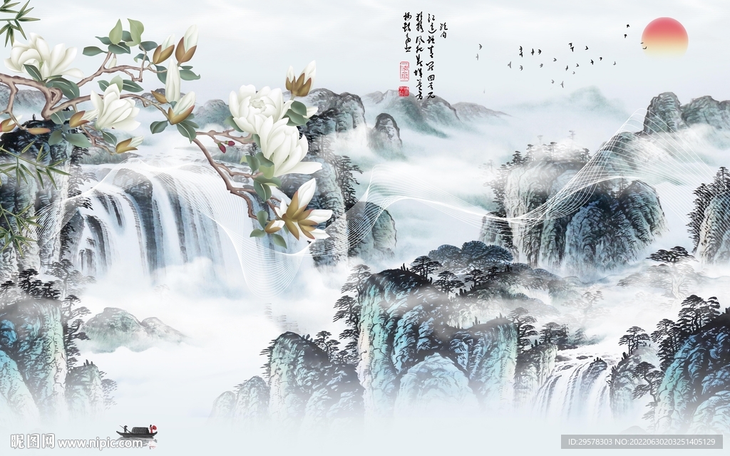 高档 客厅大气山水 TIf分层