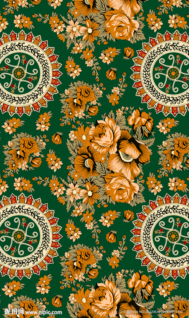 民族风圆盘手描花卉