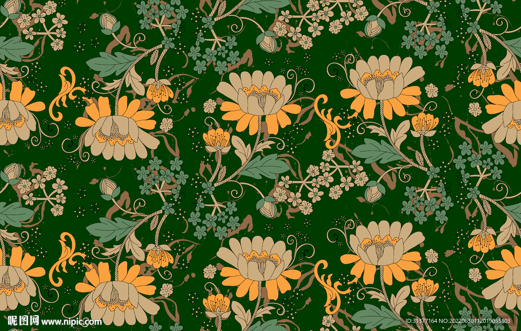 抽象变形碎花图案