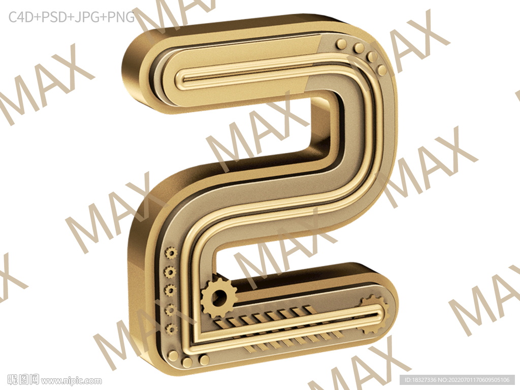 金色3D立体金属数字倒计时数字
