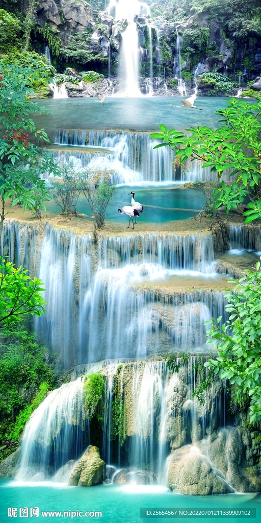 流水景观玄关壁画