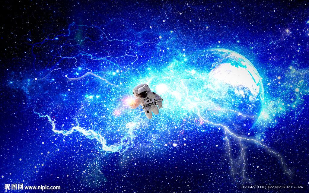 闪电星空