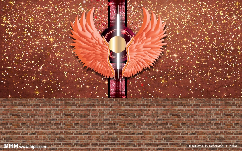 网红翅膀拍照打卡背景墙
