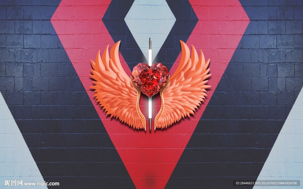网红翅膀拍照打卡背景墙
