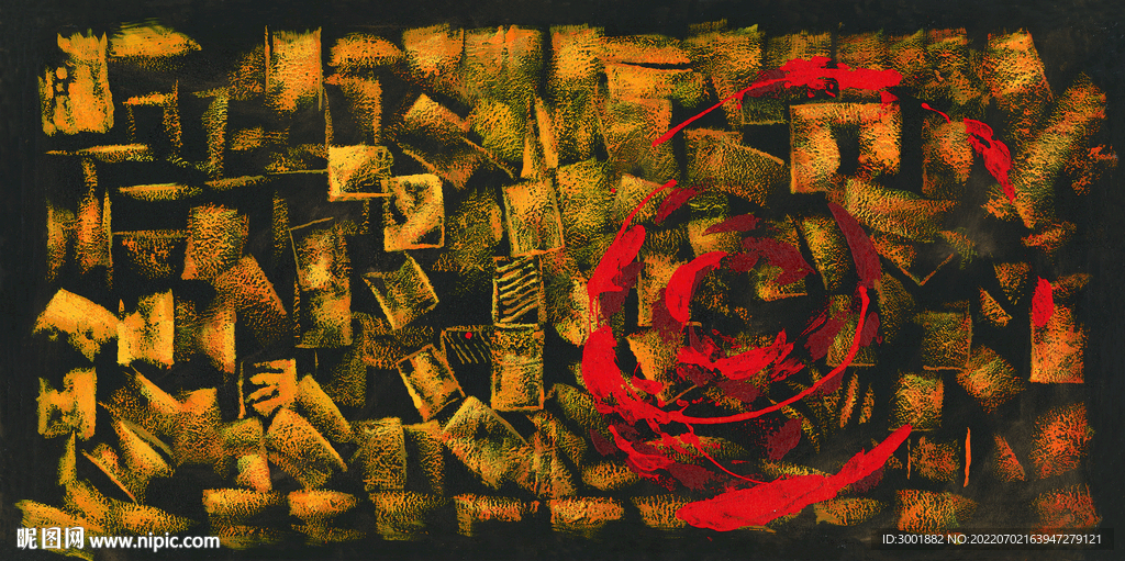 轻奢装饰画 抽象金色方块