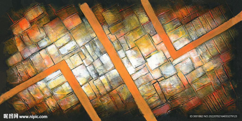 轻奢装饰画 抽象金色方块