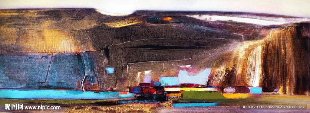 轻奢装饰画 抽象山水油画