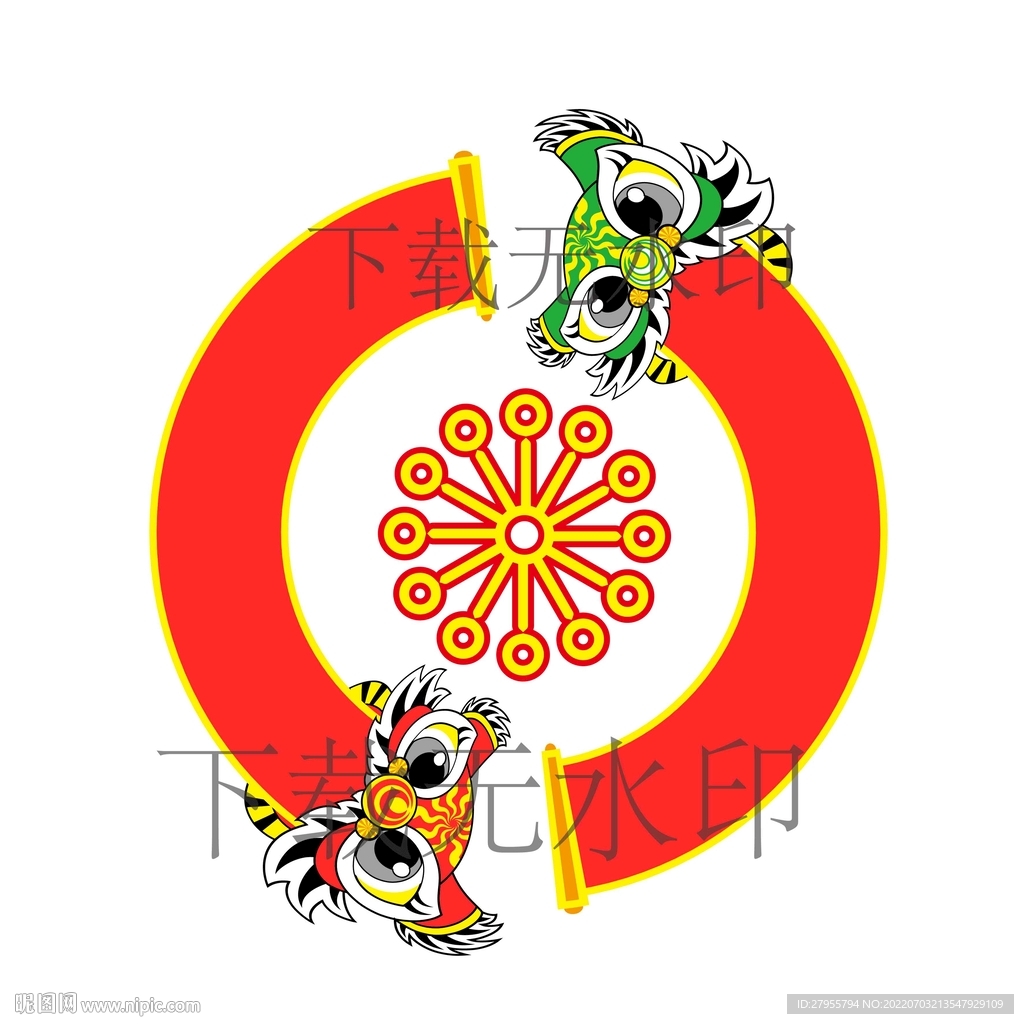 舞狮矢量传统插画