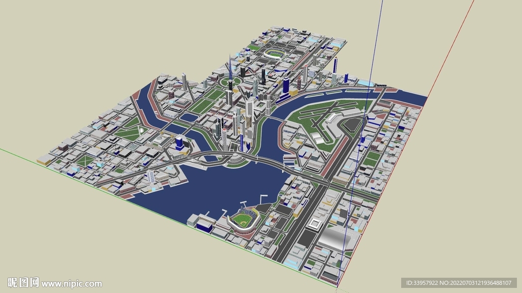 草圖大師城市模型設計圖__建築設計_環境設計_設計圖庫_暱圖網nipic.