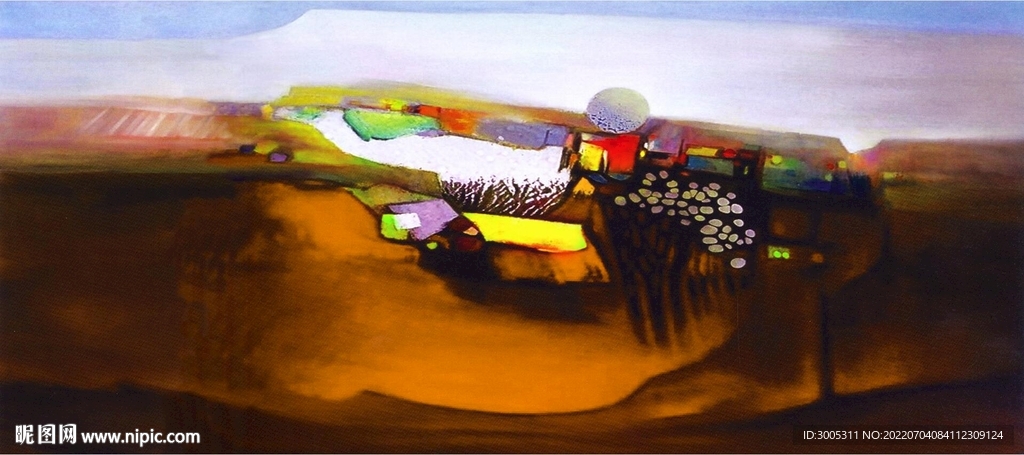 轻奢装饰画 抽象山水画 油画