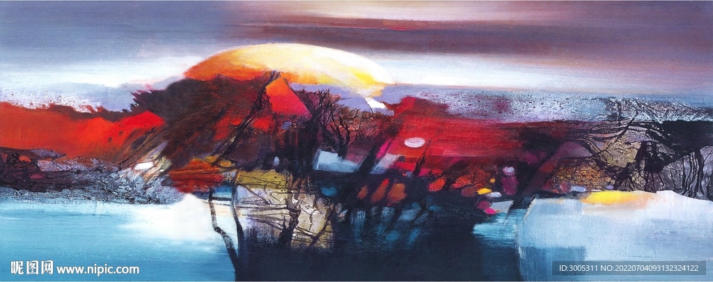 轻奢装饰画 抽象山水画 油画