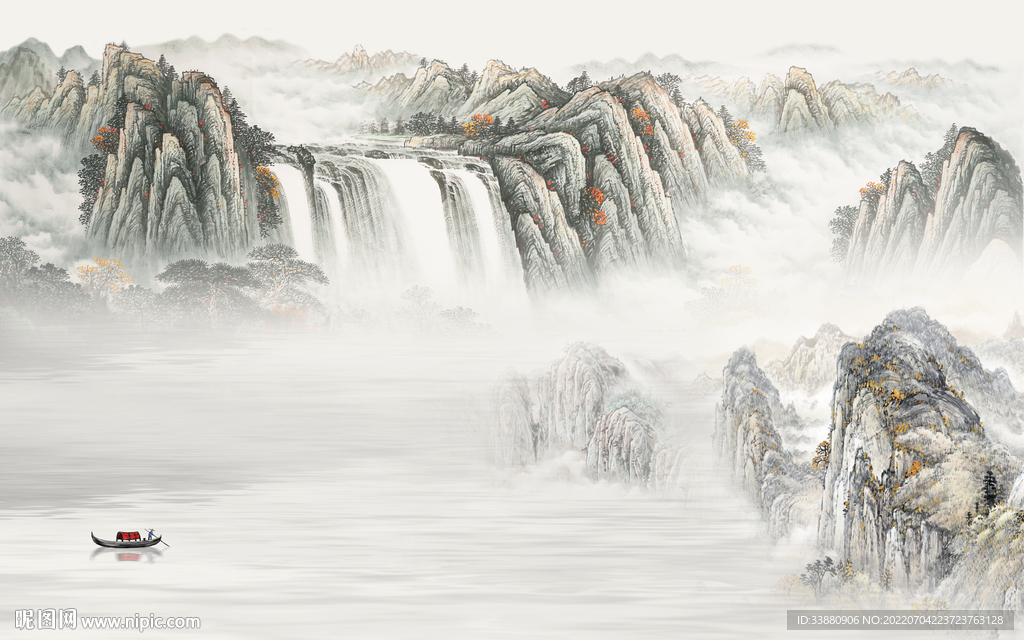 最新客厅背景山水 Tif分层