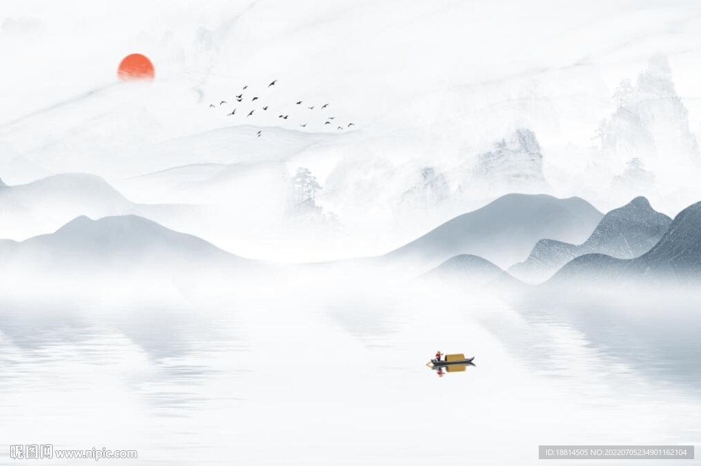 旭日东升新中式电视背景墙