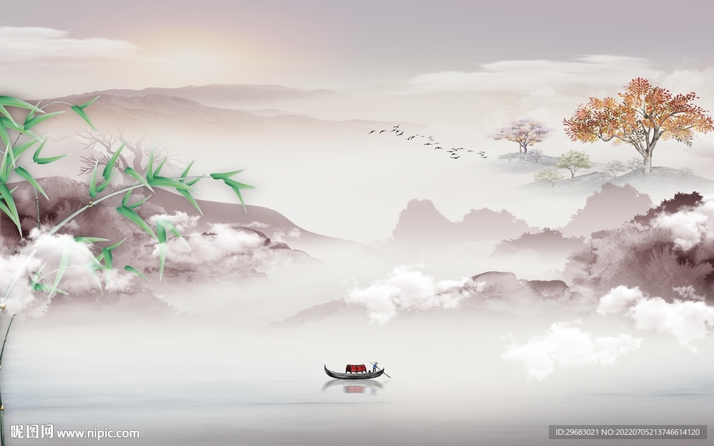 意境 中式山水背景 TIf分层