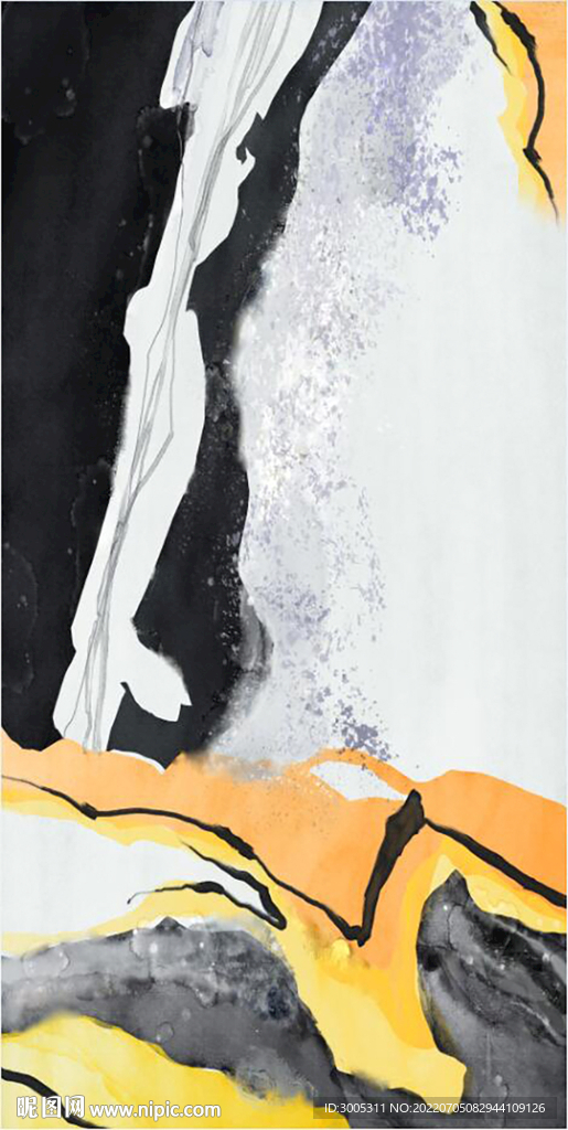 轻奢装饰画 抽象水墨画 彩绘