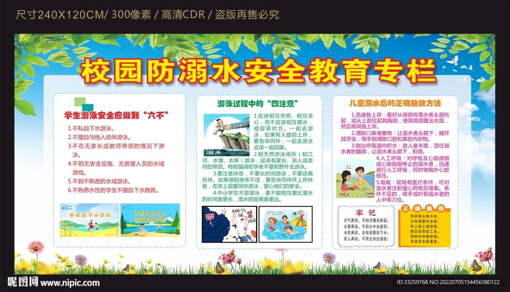 校园防溺水宣传栏