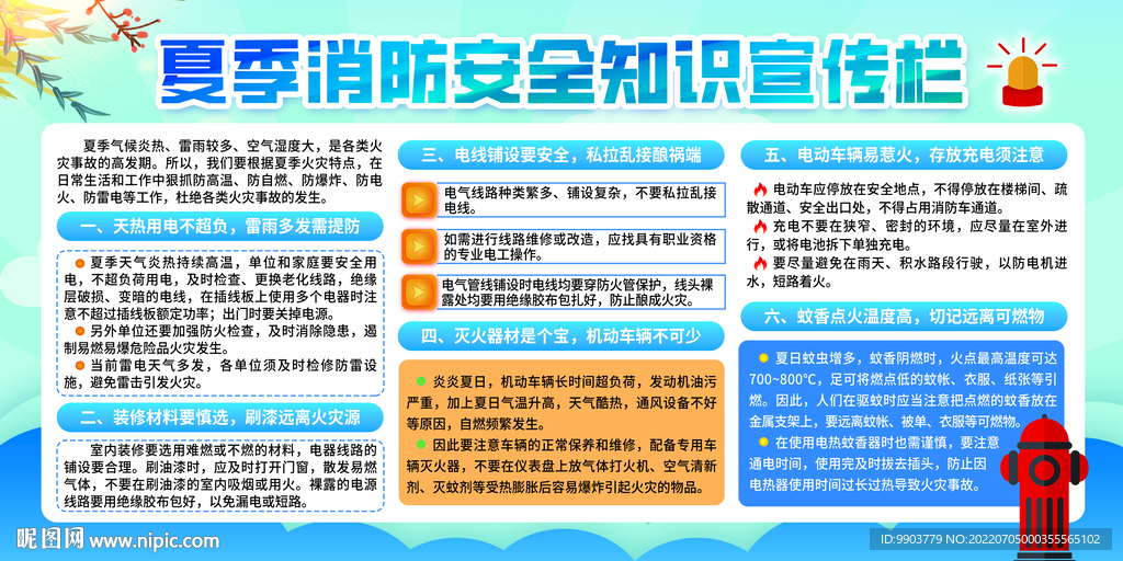 夏季消防安全知识宣传栏展板