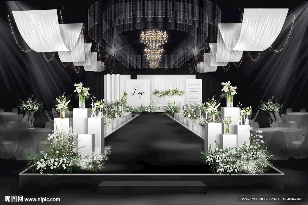 白绿韩式布艺吊顶婚礼