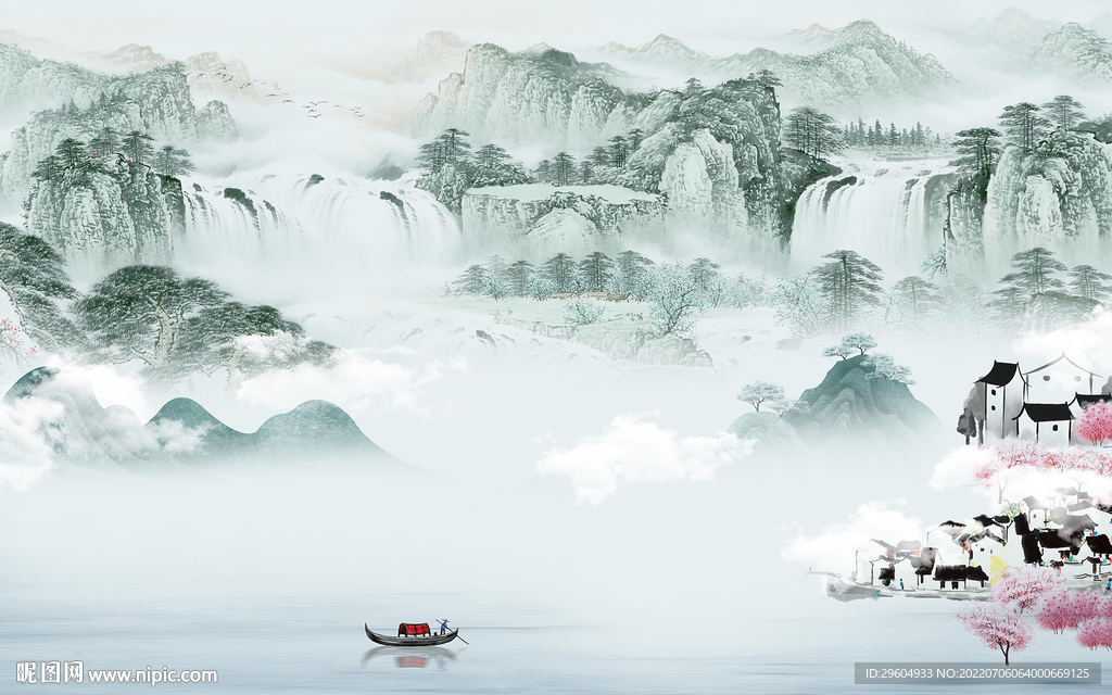 人气高端背景山水 TIf分层