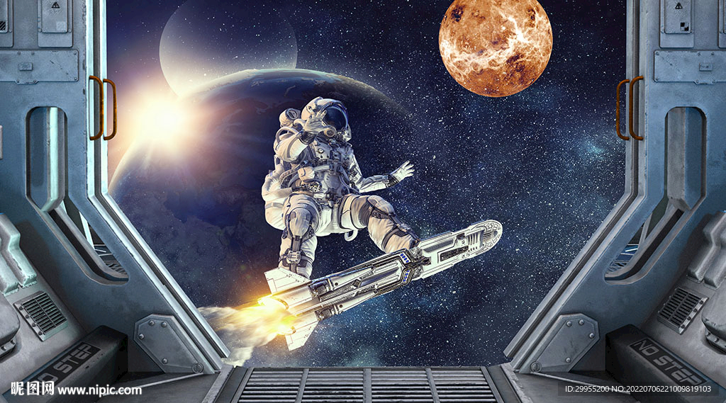 宇宙太空星球宇航员背景墙
