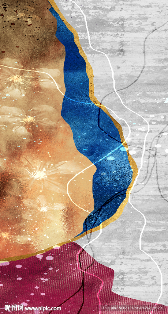 轻奢装饰画 抽象油画 彩绘