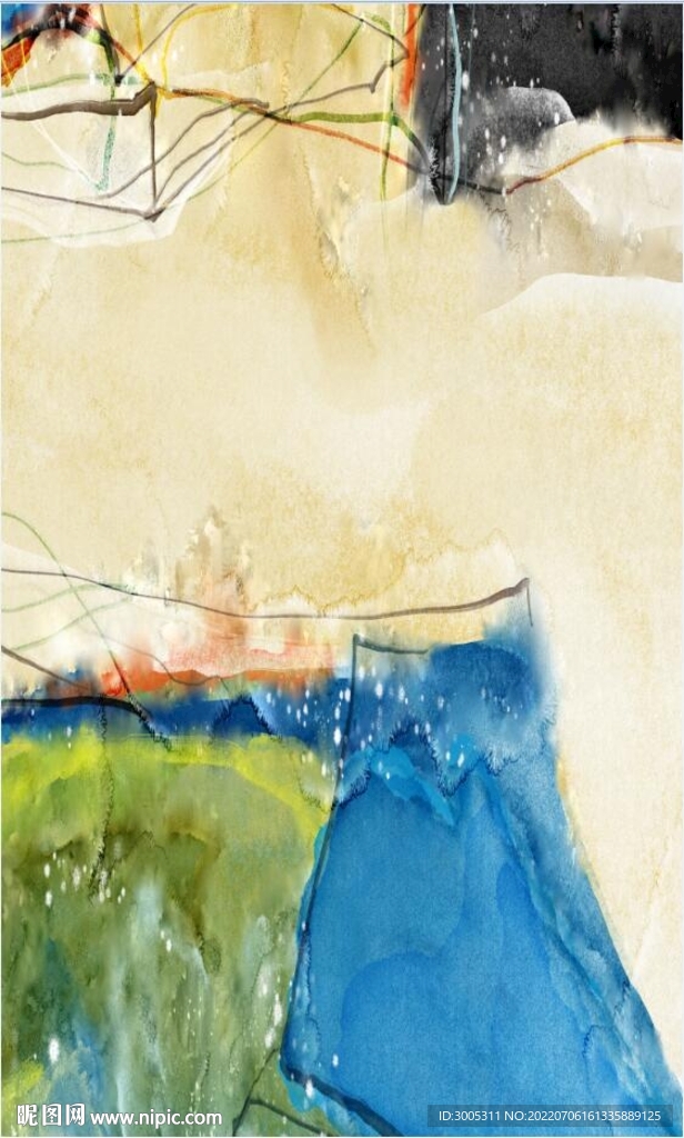 轻奢装饰画 抽象油画 彩绘图