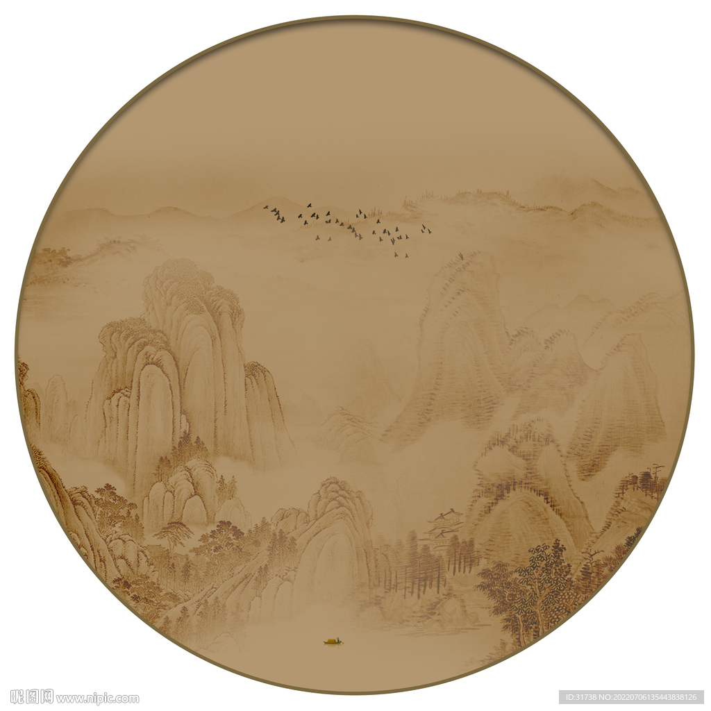 圆形山水画