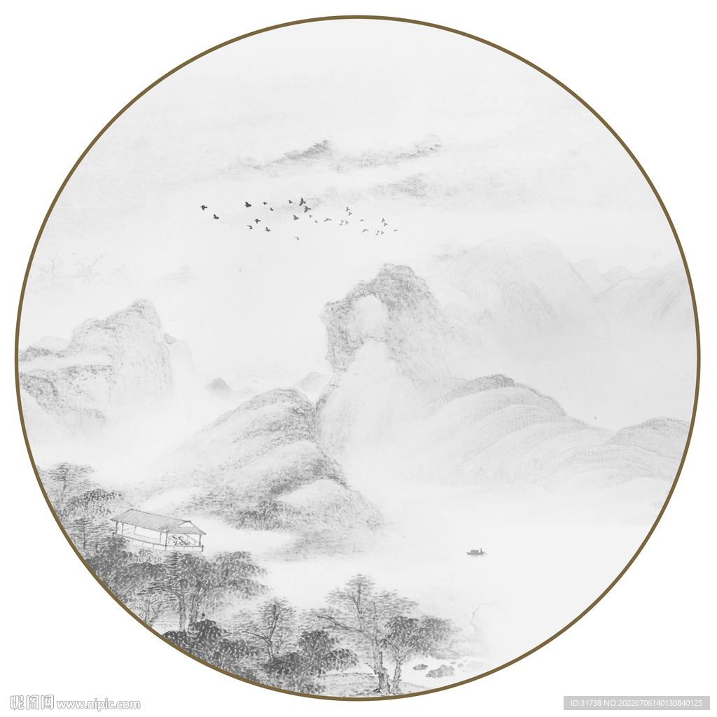 圆形山水画