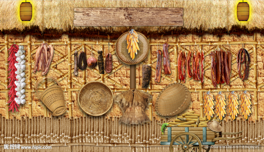 农家乐 腊肉背景