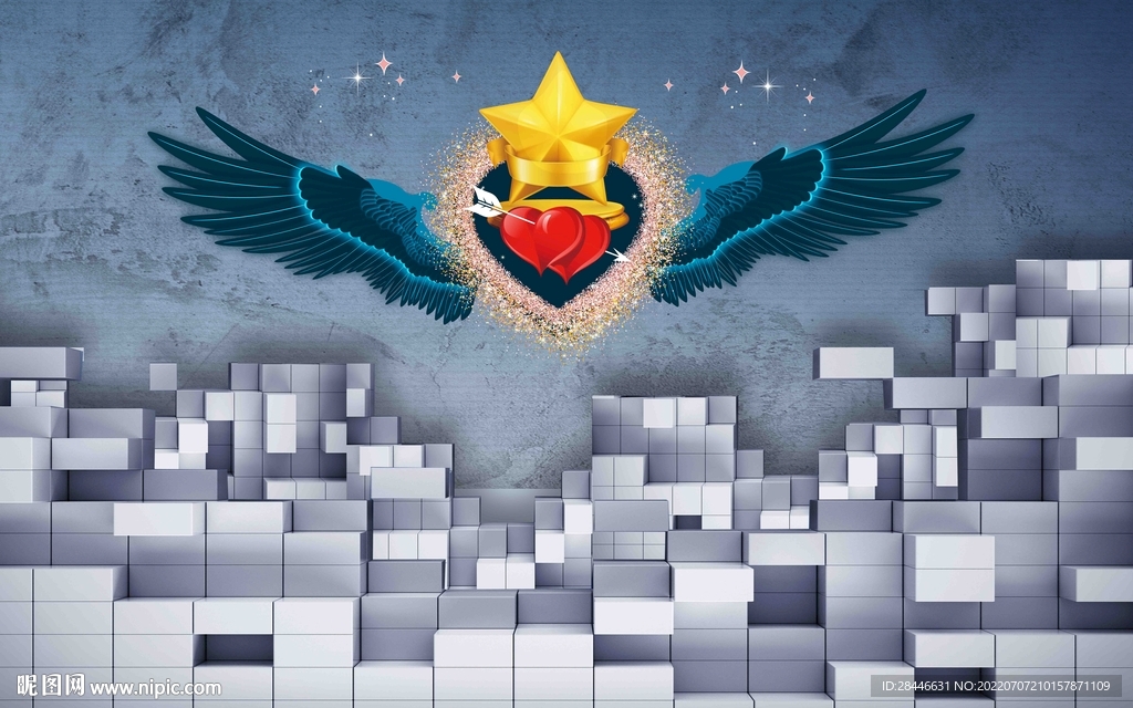 翅膀拍照打卡直播背景墙 