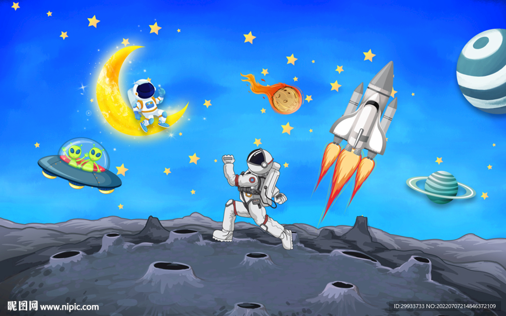 卡通火箭宇航员