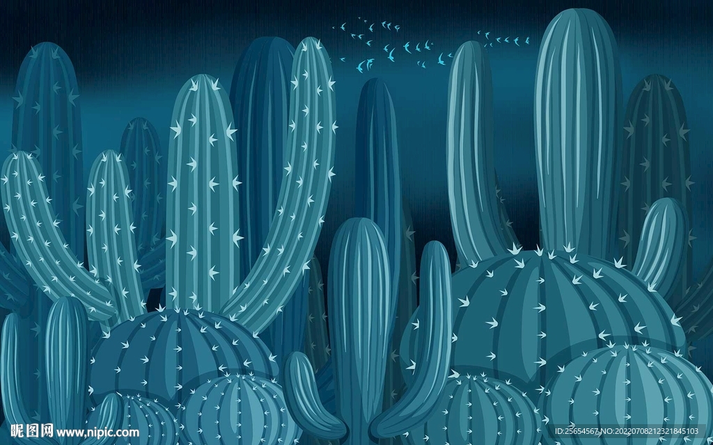 北欧仙人掌背景墙