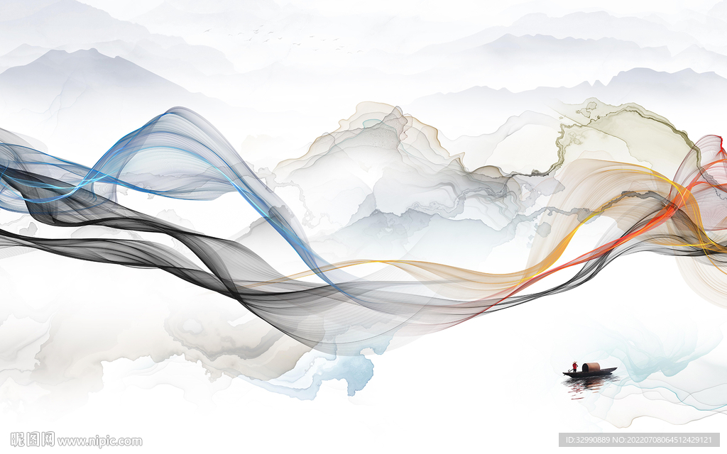 客厅新简约山水画 TIf分层