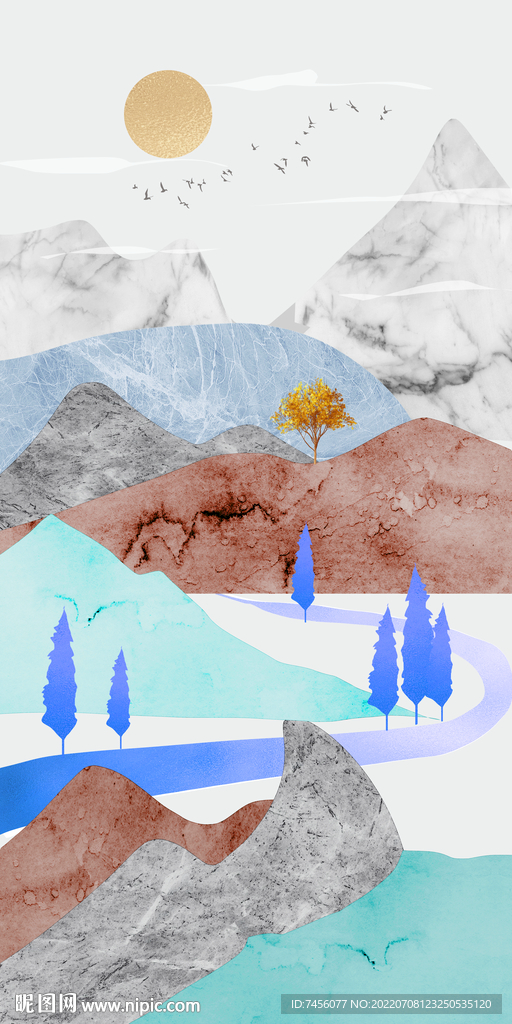 中式山水玄关过道