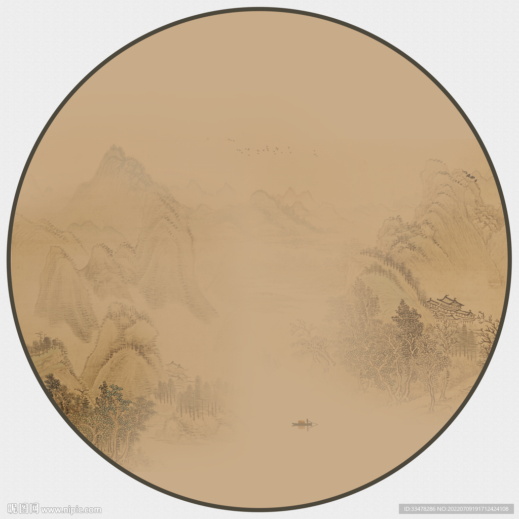 圆形山水画