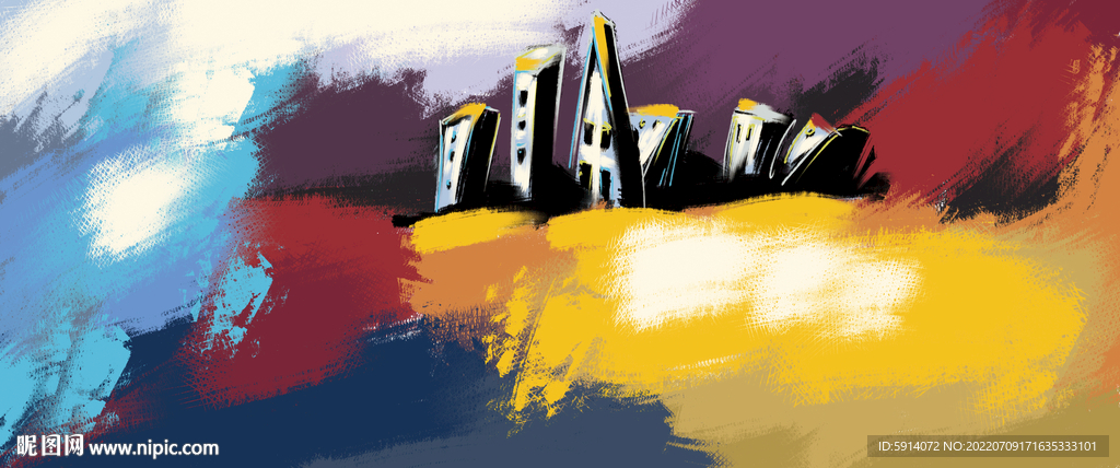 轻奢装饰画 抽象油画 彩绘