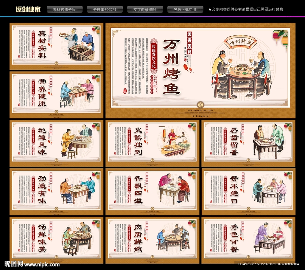 万州烤鱼文化展板