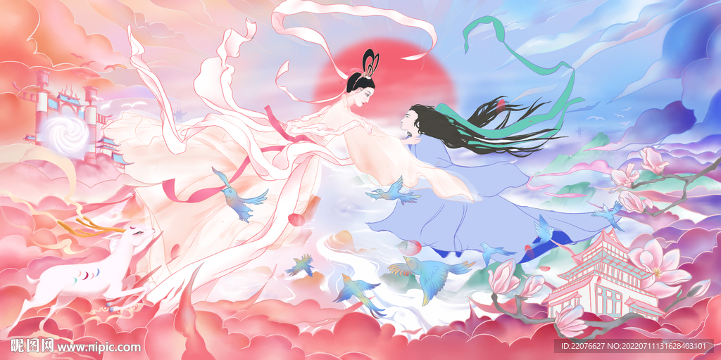 七夕手绘插画