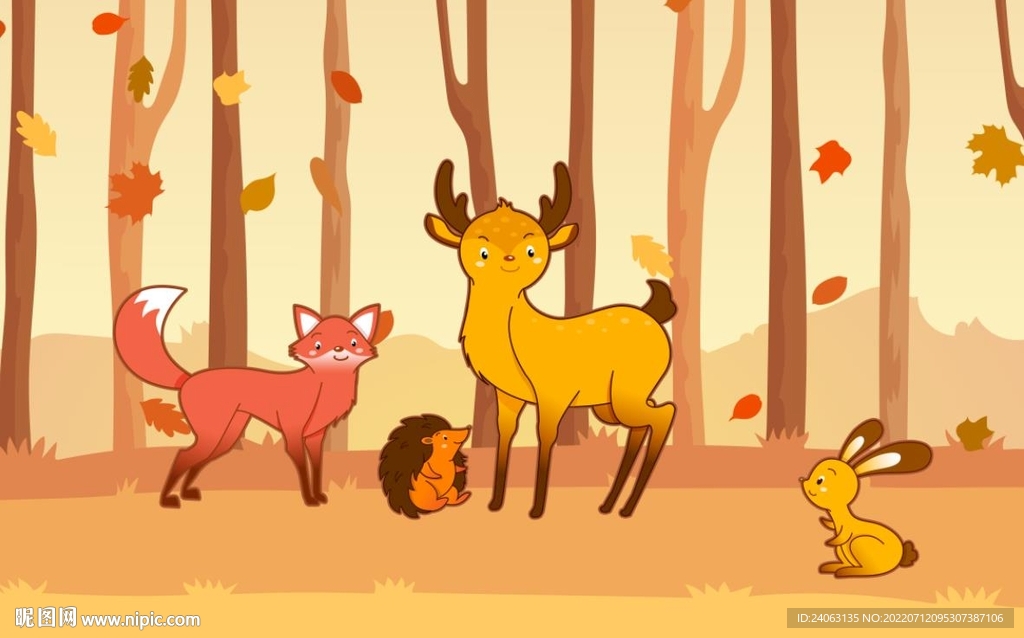 卡通动物背景墙