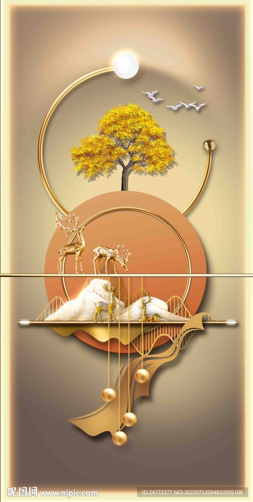 灯光山水玄关画