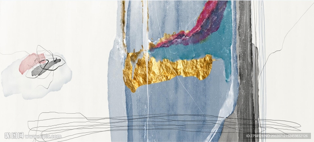 轻奢装饰画 抽象油画 彩绘